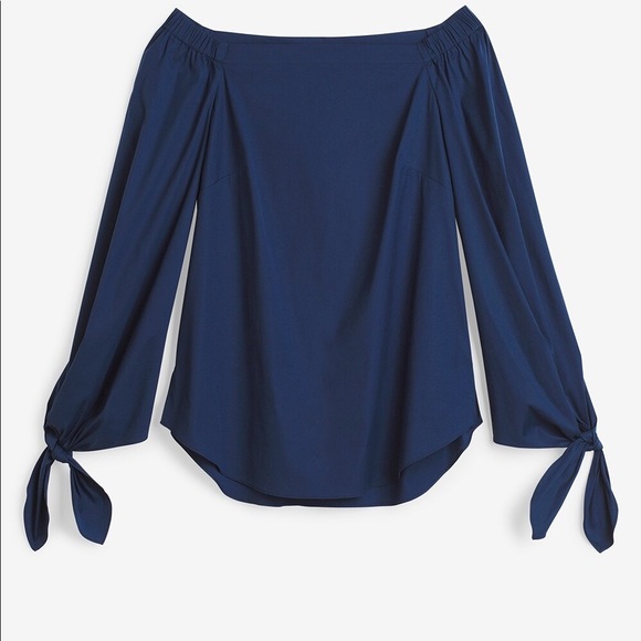 WHBM Off-The-Shoulder Tie Sleeve Blouse - Picture 2 of 4